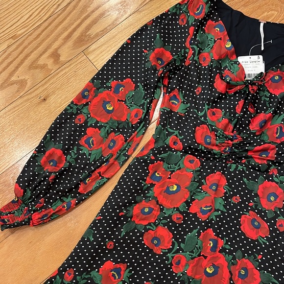 Free People polka dot floral keyhole front dress - Picture 2 of 8